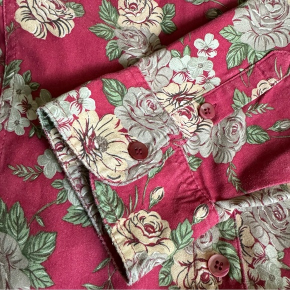 Papagallo Blouse Long Sleeve Burgundy Print 2X - Picture 12 of 16